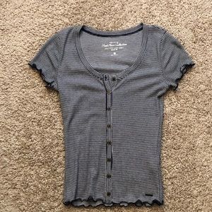 Hollister Tops - Striped Lettuce Edge Top Hollister Tops - Striped Lettuce Edge Top